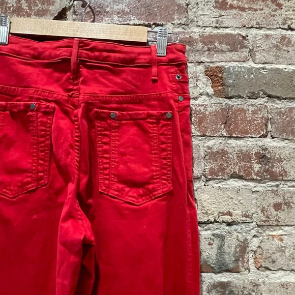 Alice + Olivia High Waist Wide Leg Raw Hem Red Jeans Size 29 - Picture 6 of 8